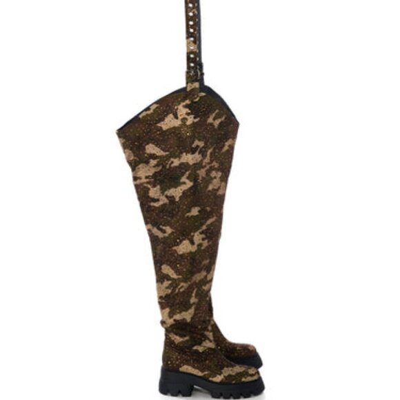 AZALEA WANG " COWGIRL CRUSIN " RHINESTONE CAMO FLATFORM CHAP BOOT - Picture 8 of 11